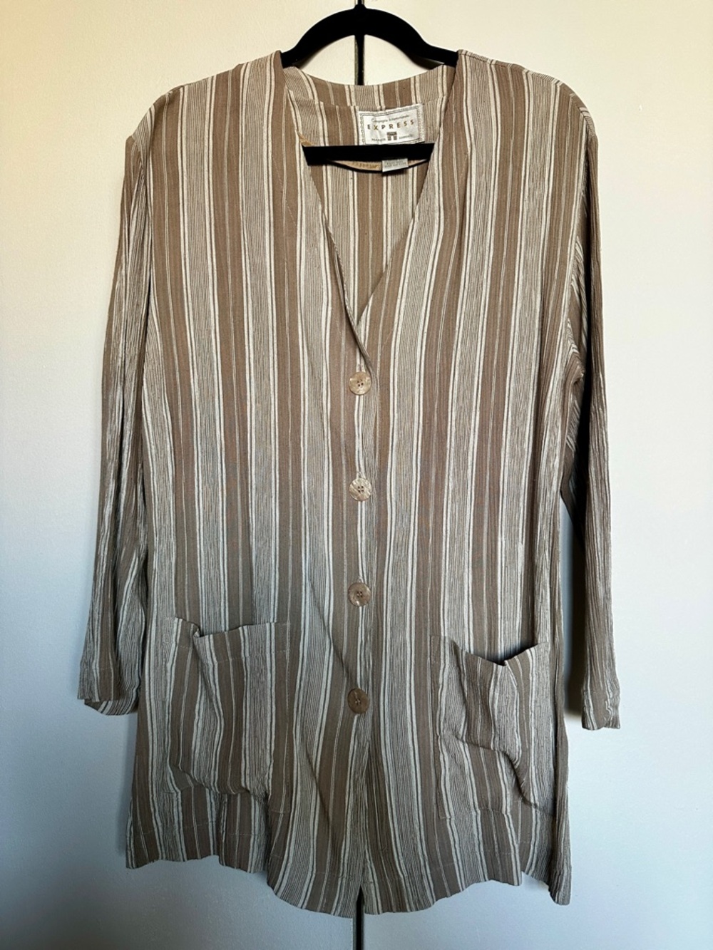 90s Vintage Compagnie Internationale EXPRESS Striped Button-Front Shirt Jacket L